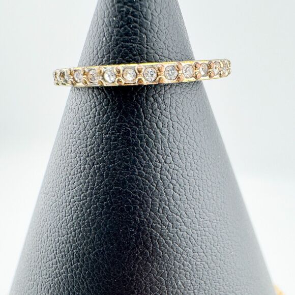 Vintage 2 Ann Taylor Rhinestone Band Rings Dainty Minimalist Stack Glamour - Picture 4 of 9